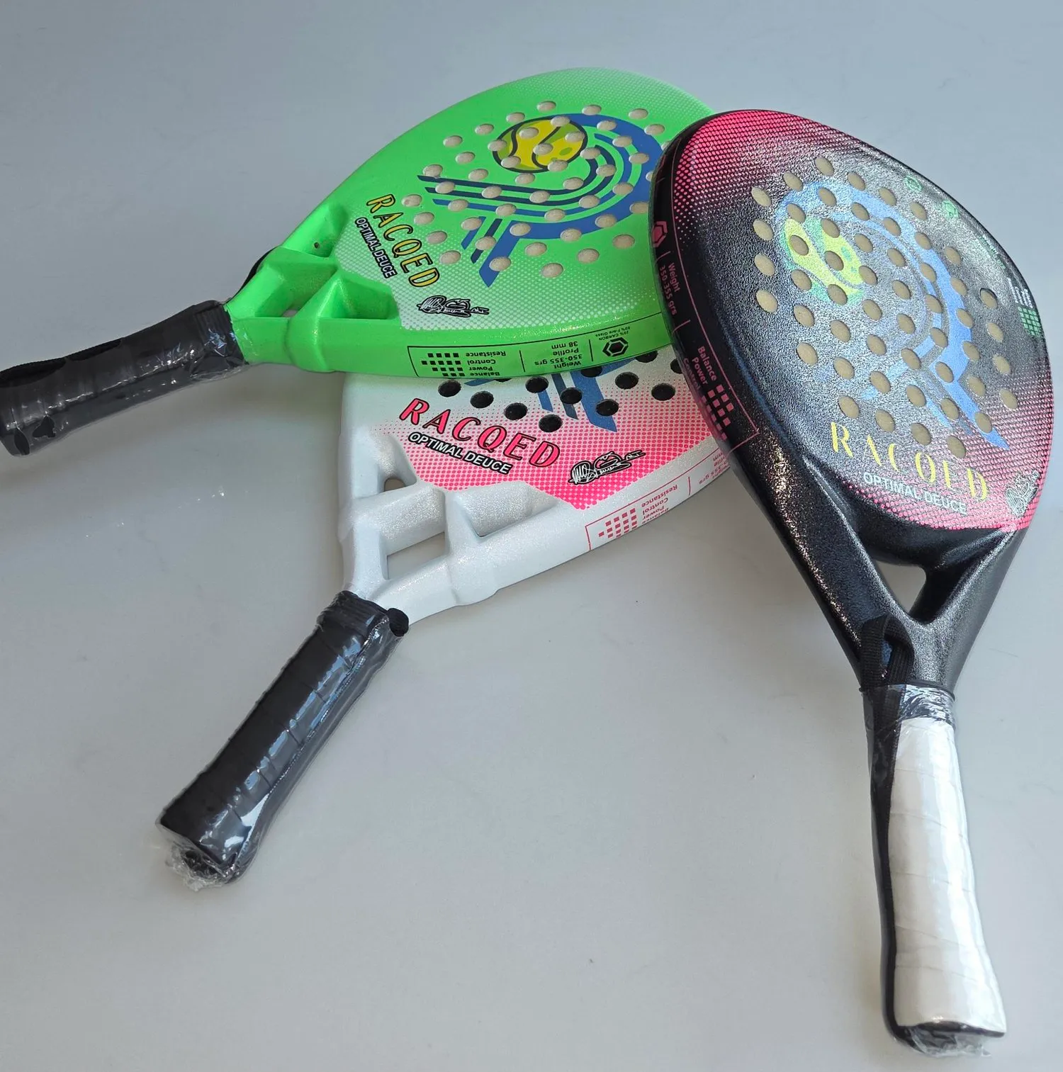Three padel rackets