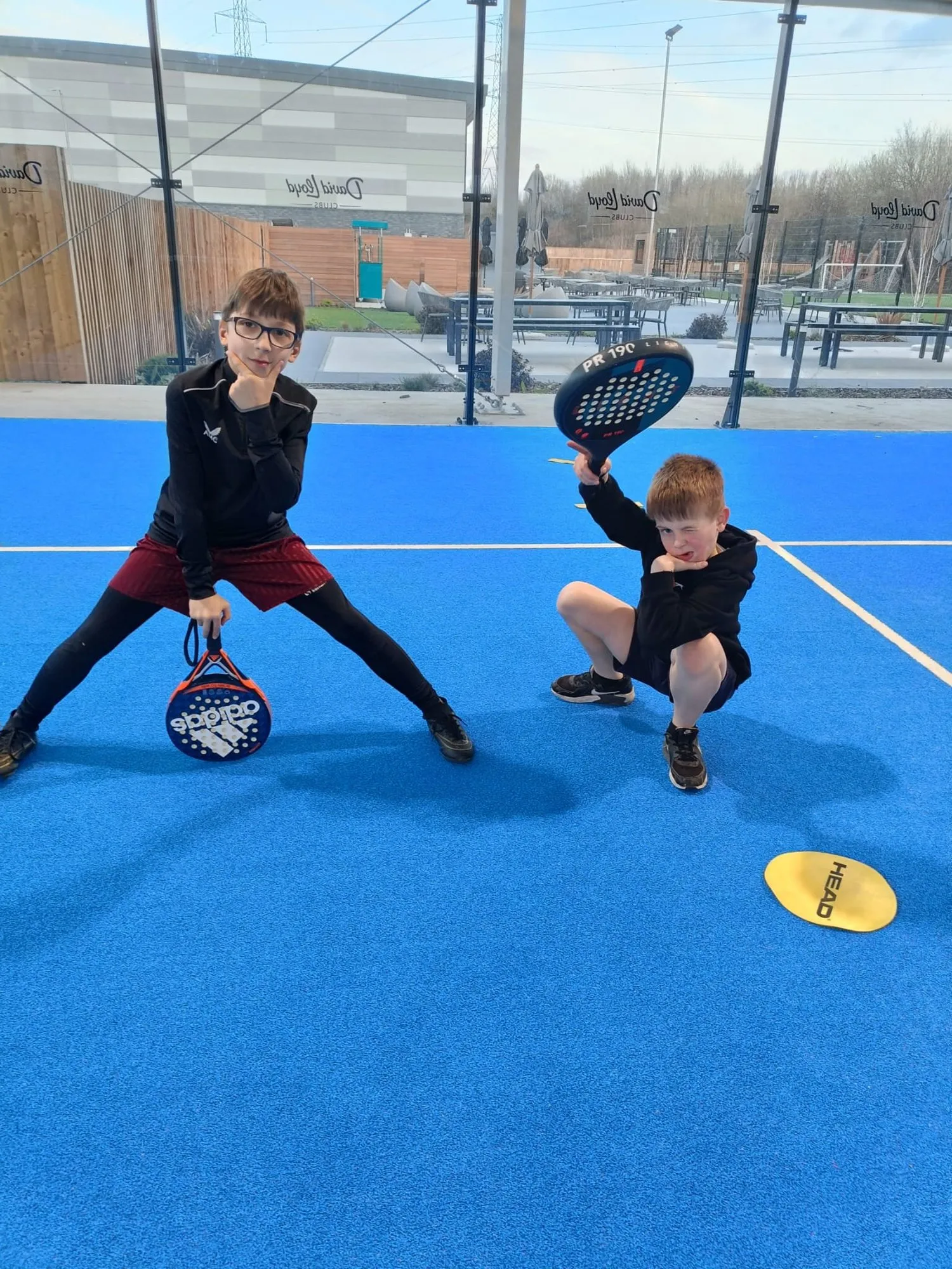 Two RacqEd Kids on the padel court